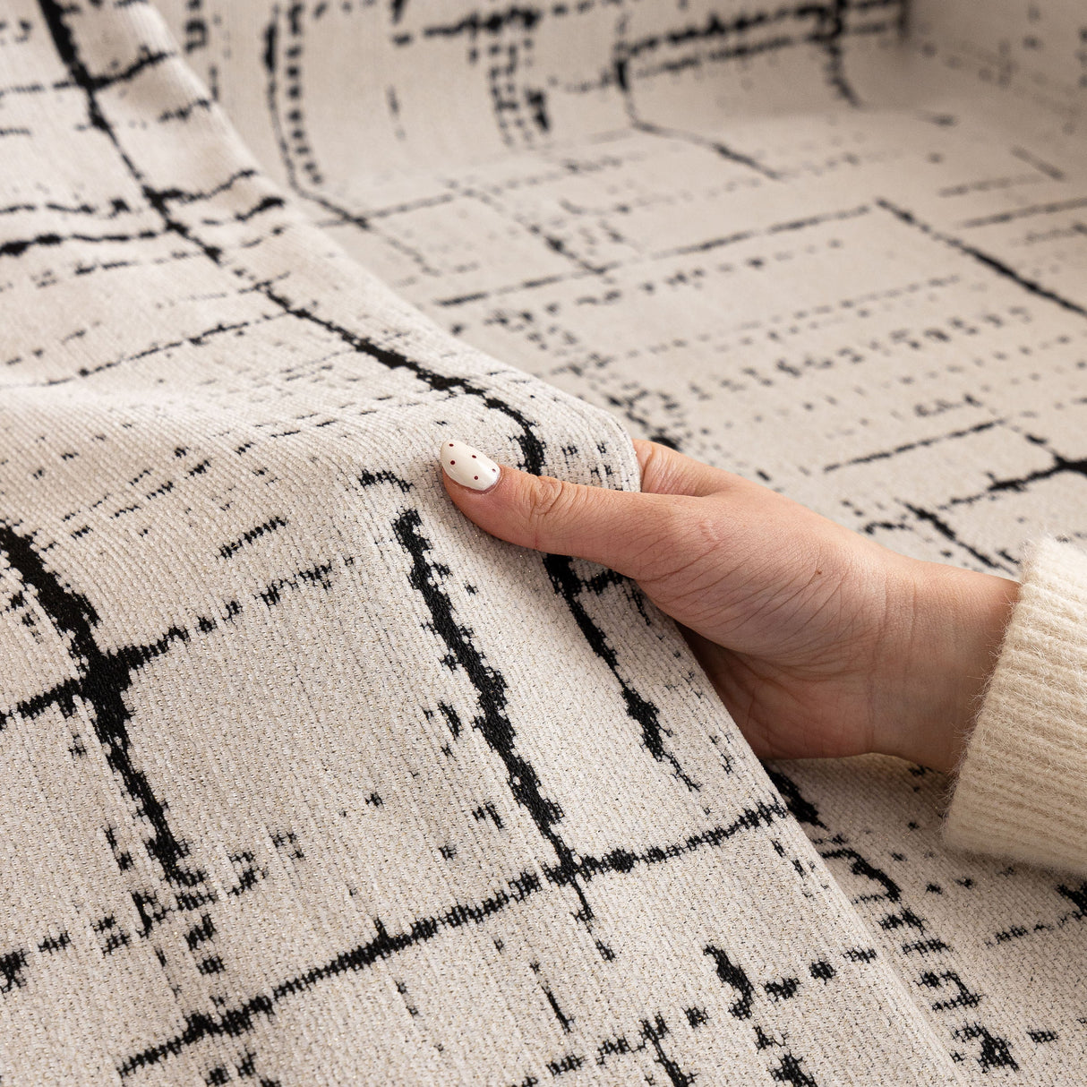 Modern Couch Protector Blanket Woven Chenille Sofa Cover Throw with Artistic Grid