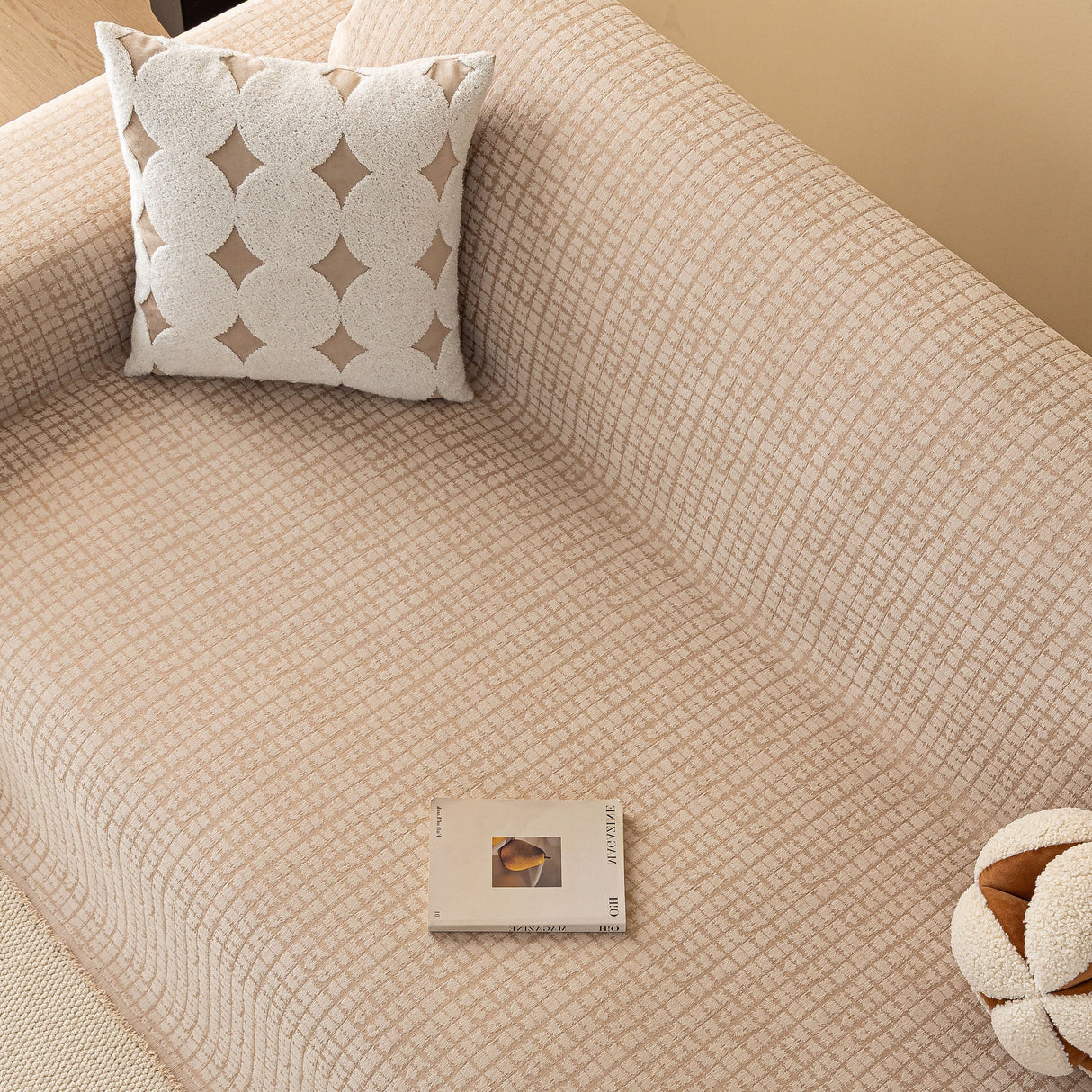 Jacquard Textured Couch Cover Throw, Soft Thick Decorative Slipcover for Couch