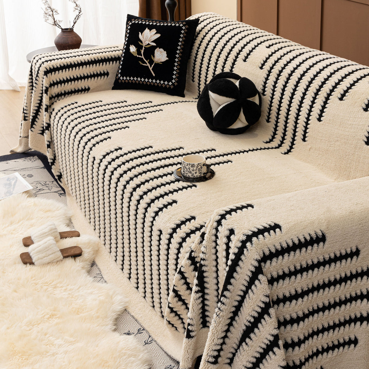 Jacquard Fleece Throw Blanket for Couch Plush Fuzzy Cozy Soft Blankets and Throws for Sofa