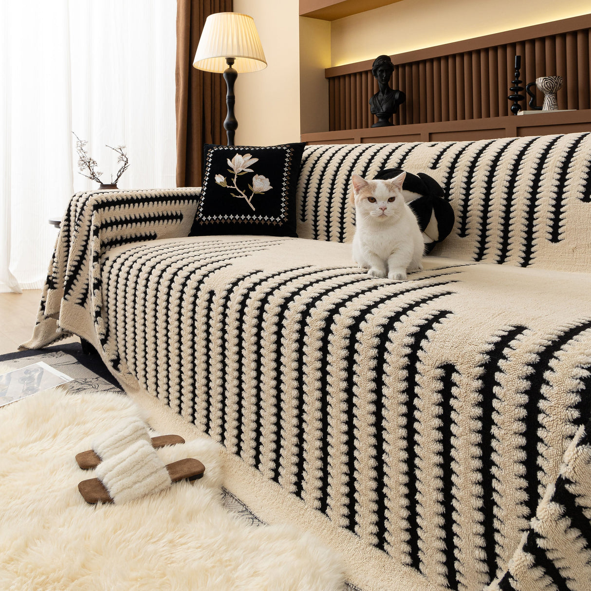 Jacquard Fleece Throw Blanket for Couch Plush Fuzzy Cozy Soft Blankets and Throws for Sofa