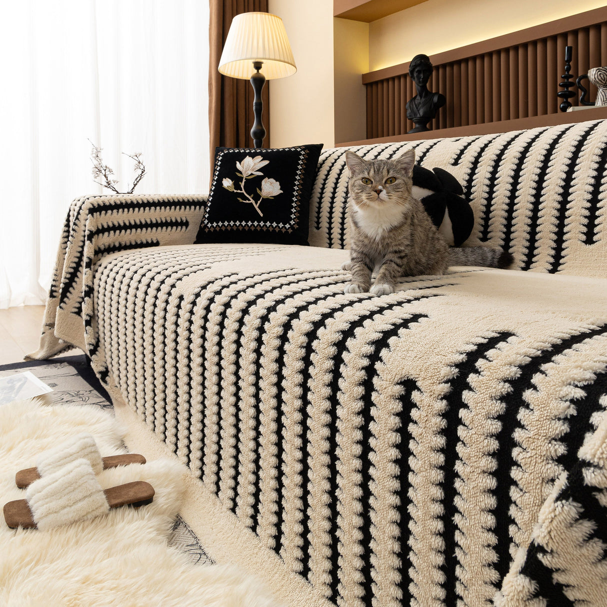 Jacquard Fleece Throw Blanket for Couch Plush Fuzzy Cozy Soft Blankets and Throws for Sofa