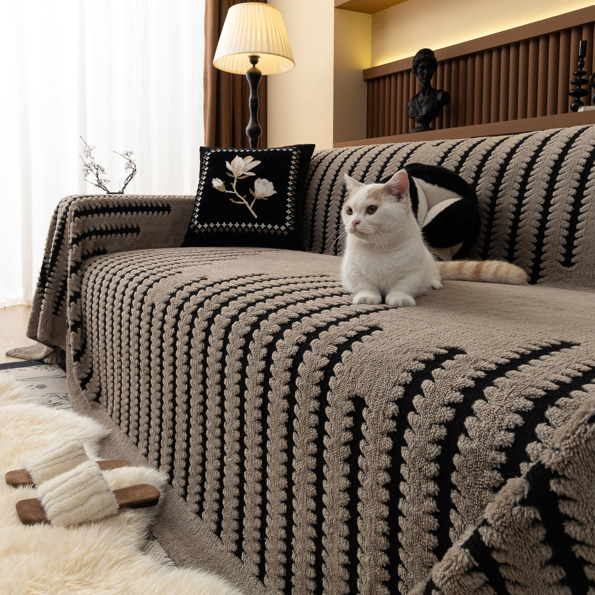 Jacquard Fleece Throw Blanket for Couch Plush Fuzzy Cozy Soft Blankets and Throws for Sofa