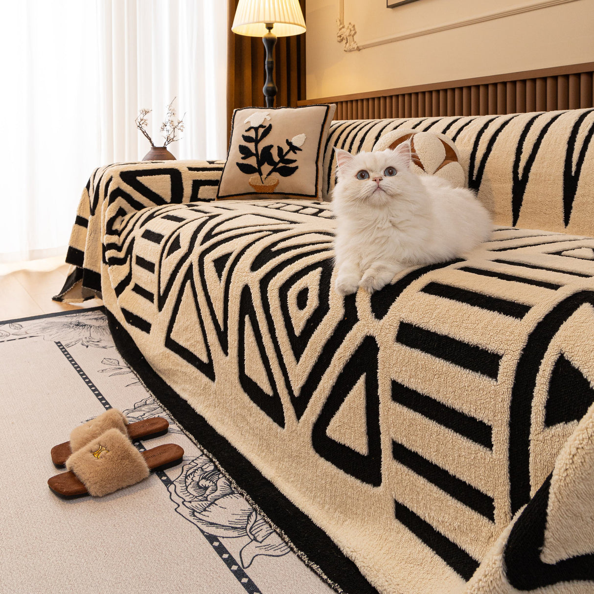 Boho Plush Couch Cover Bohemian Throw Blanket Decor Covers Sofa Chair Furniture Bed