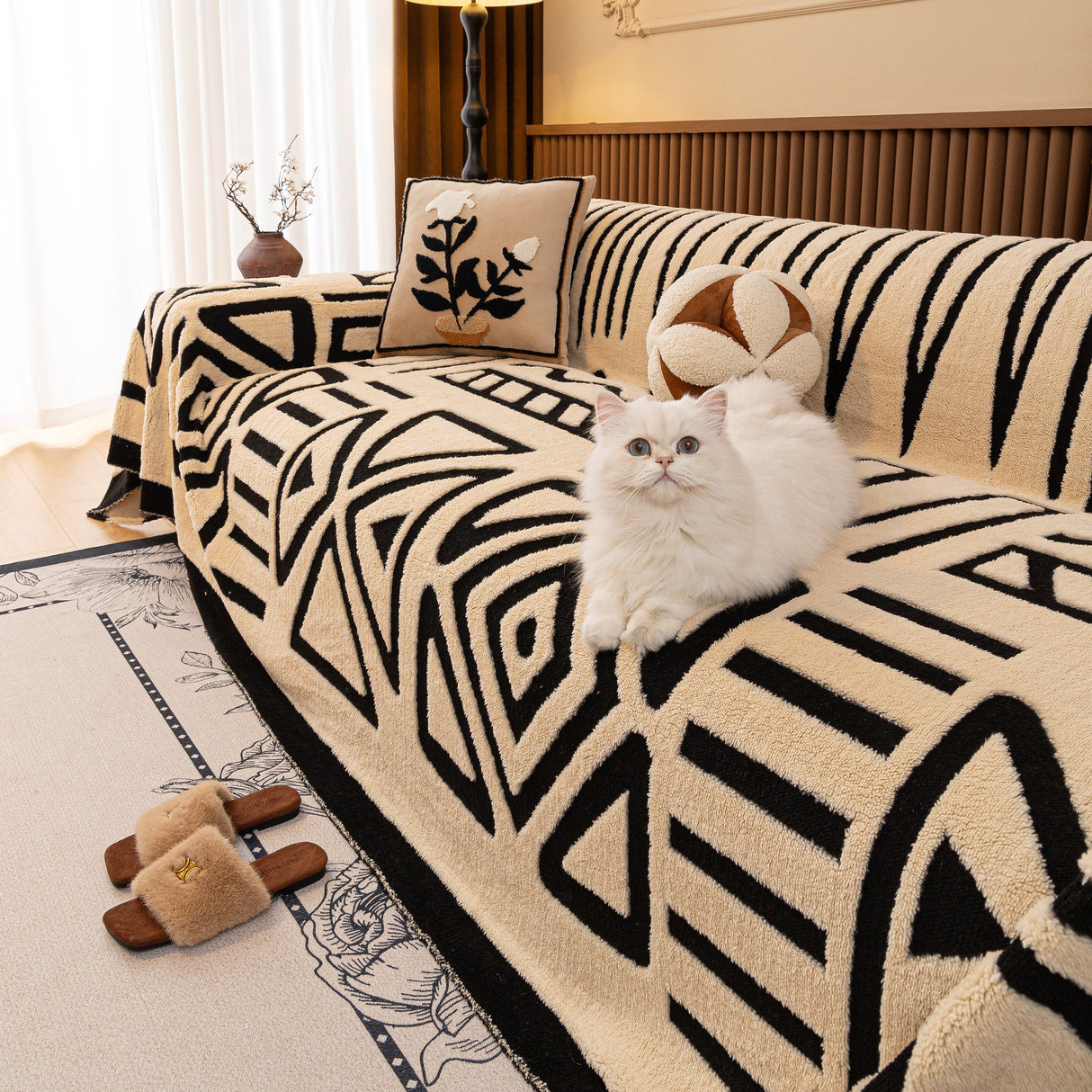 Boho Plush Couch Cover Bohemian Throw Blanket Decor Covers Sofa Chair Furniture Bed