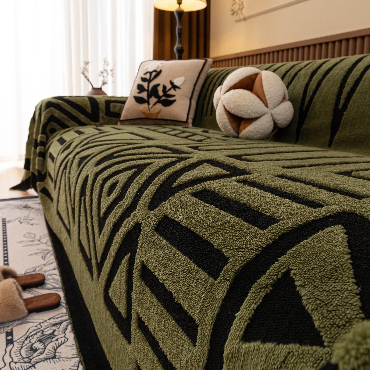 Boho Plush Couch Cover Bohemian Throw Blanket Decor Covers Sofa Chair Furniture Bed