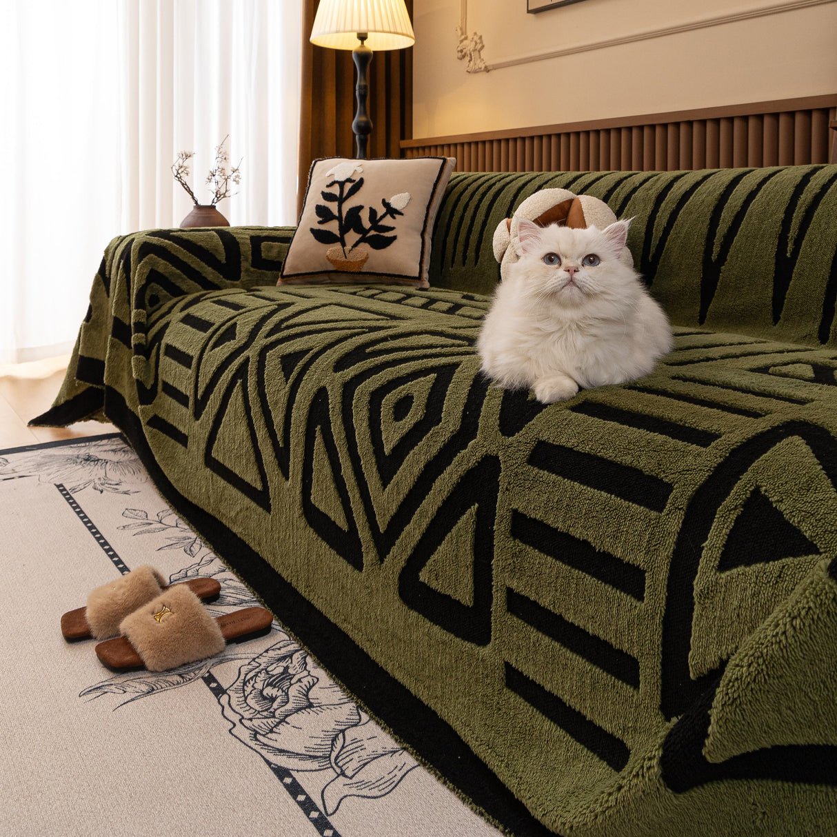 Boho Plush Couch Cover Bohemian Throw Blanket Decor Covers Sofa Chair Furniture Bed