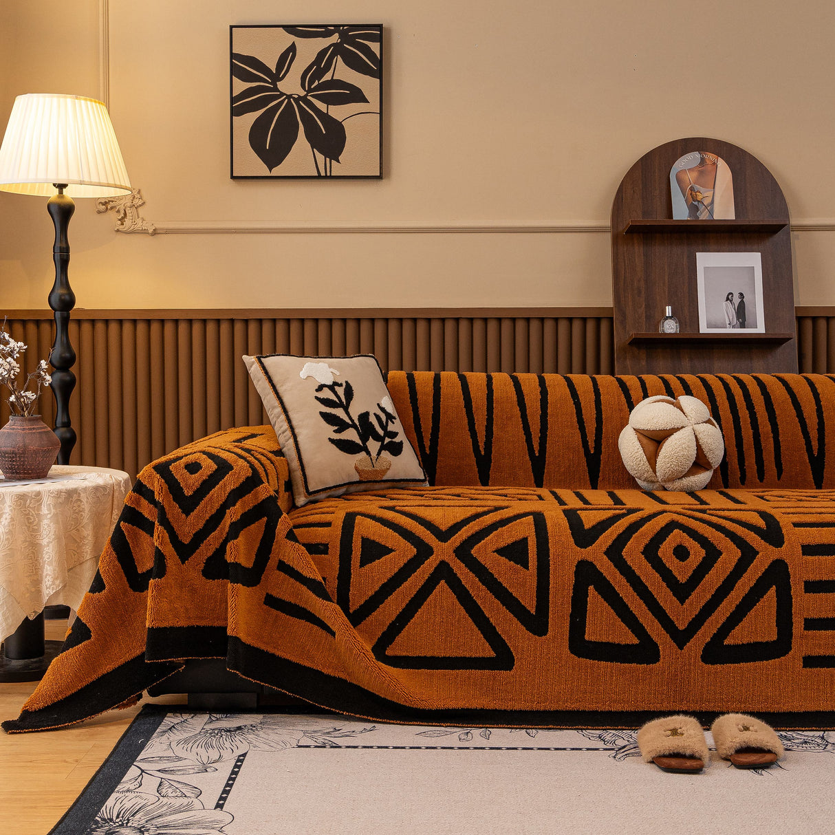 Boho Plush Couch Cover Bohemian Throw Blanket Decor Covers Sofa Chair Furniture Bed