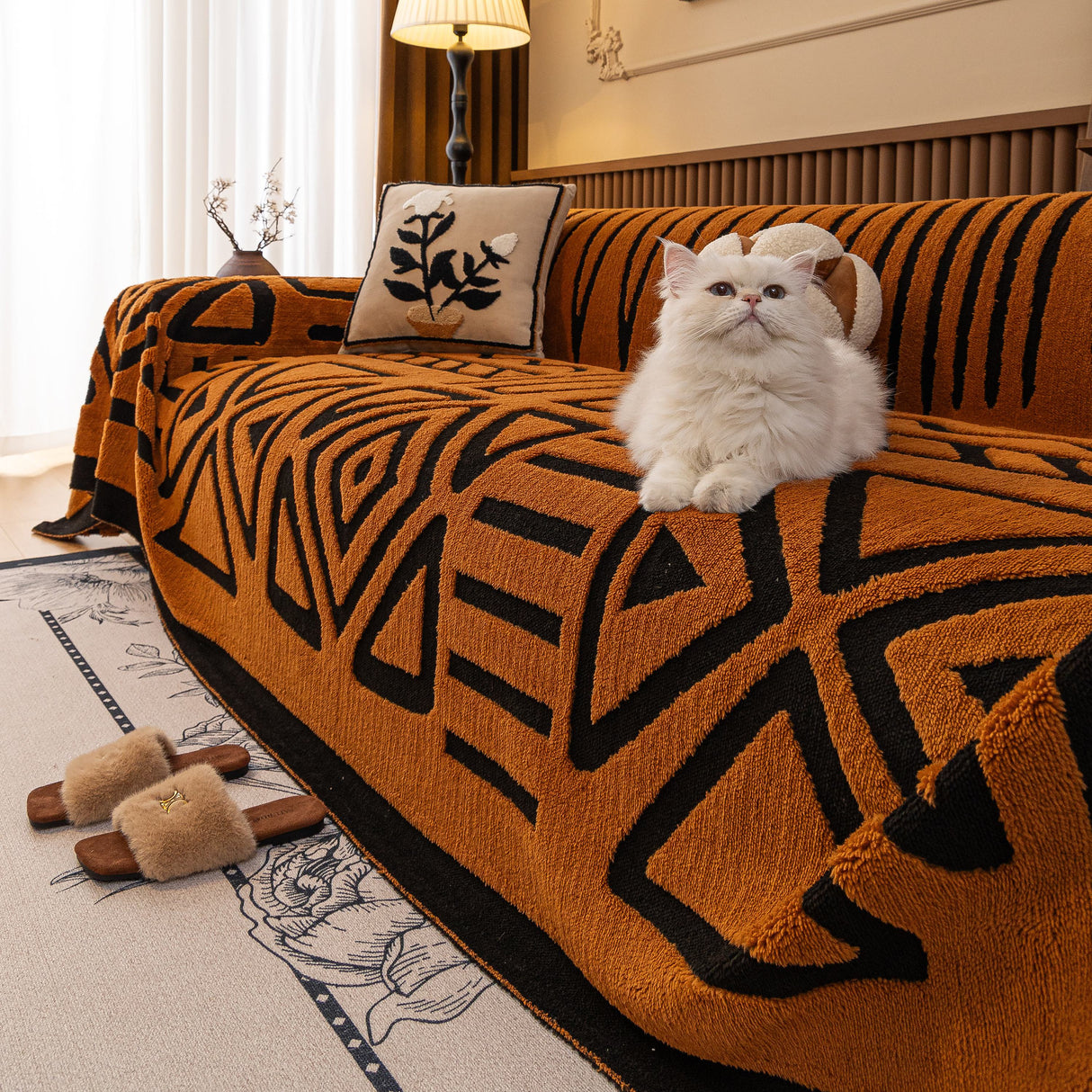 Boho Plush Couch Cover Bohemian Throw Blanket Decor Covers Sofa Chair Furniture Bed