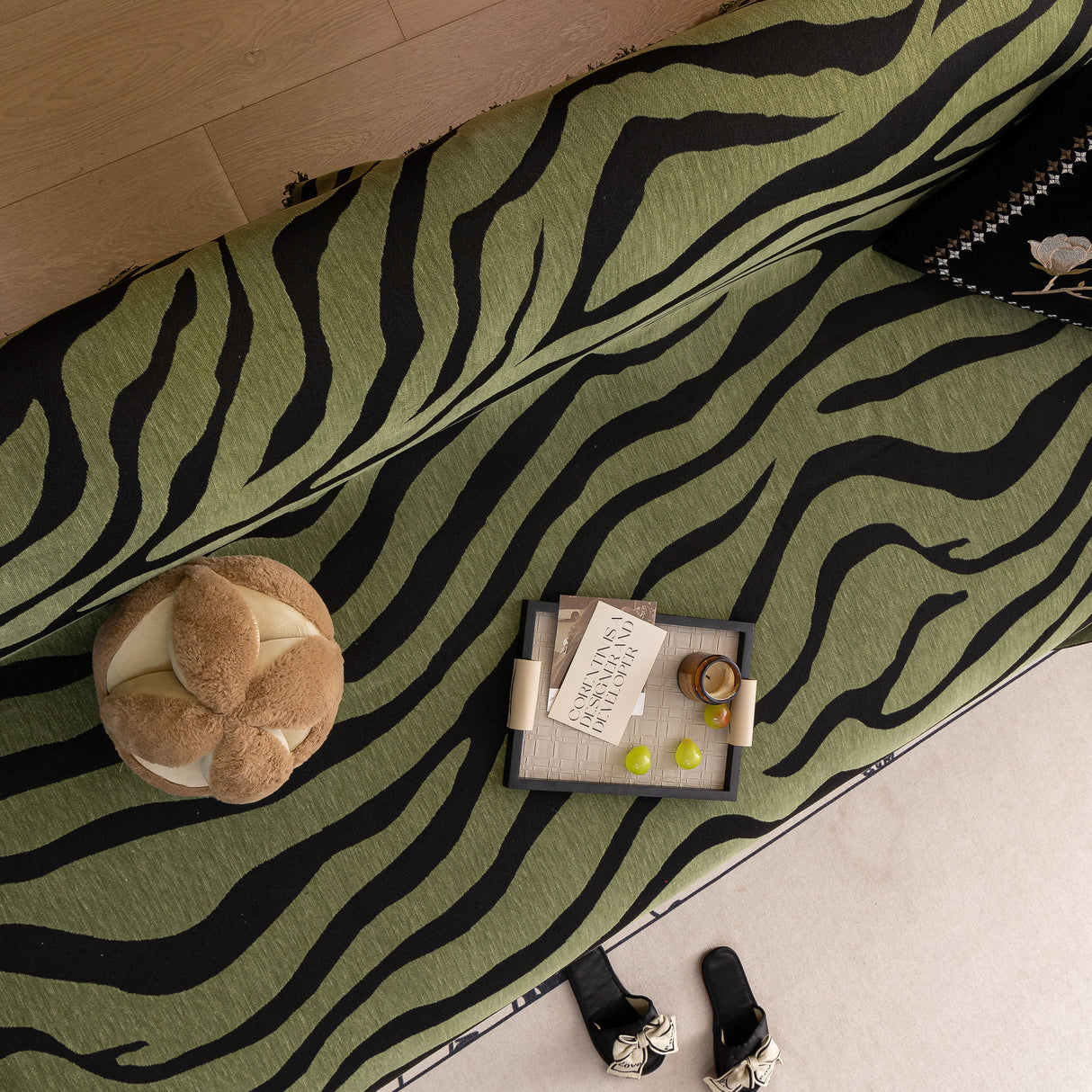 Zebra Striped Chenille Throw Sofa Cover Full-Cover Decorative Furniture Slipcover