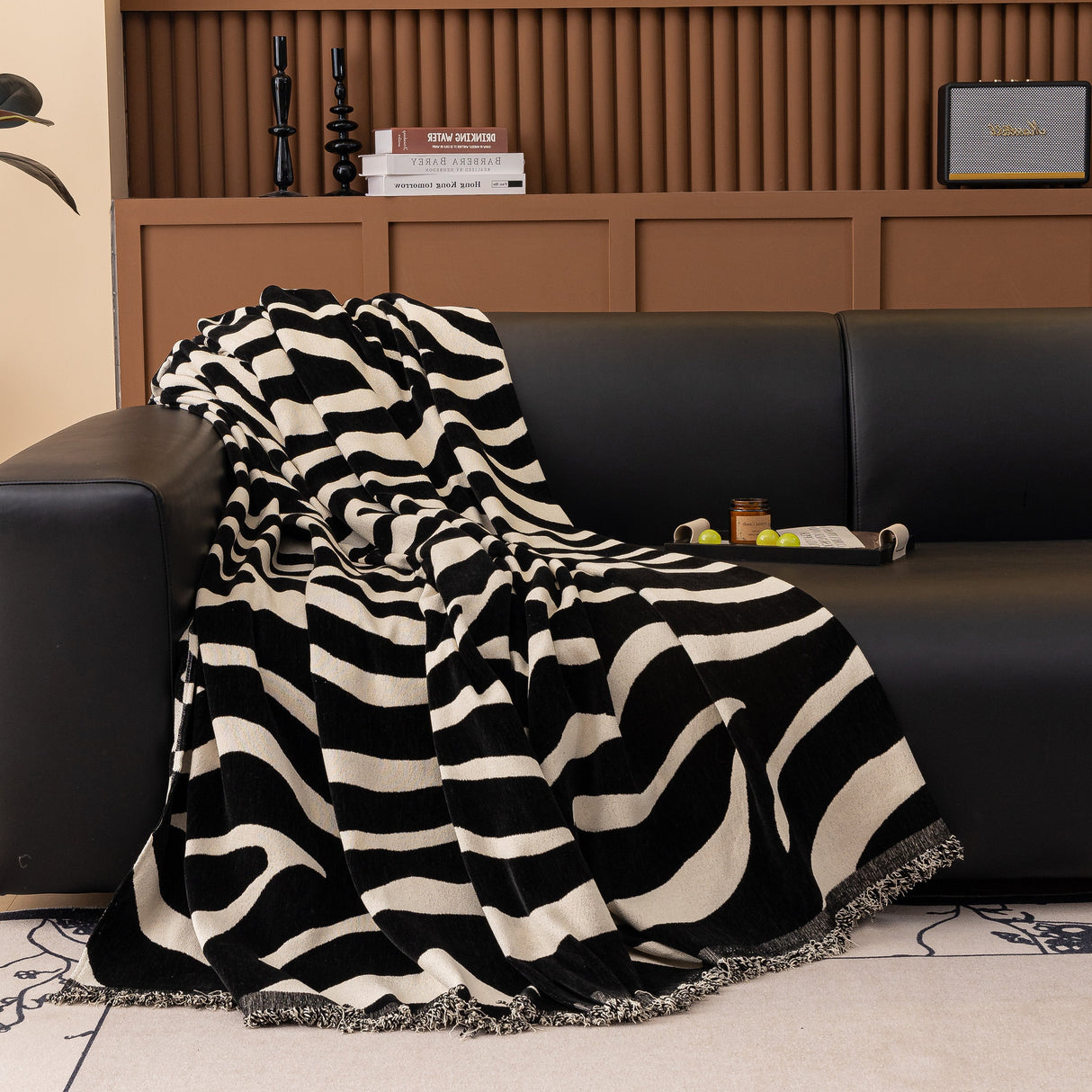 Zebra Striped Chenille Throw Sofa Cover Full-Cover Decorative Furniture Slipcover
