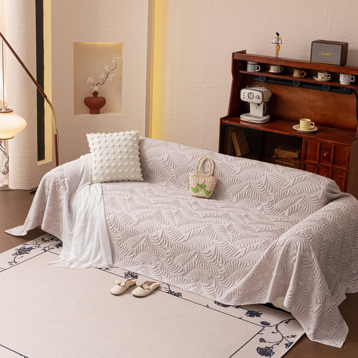 Cooling Quilted Non-Slip Furniture Protector for Pets & Kids, Washable Sofa Slipcover