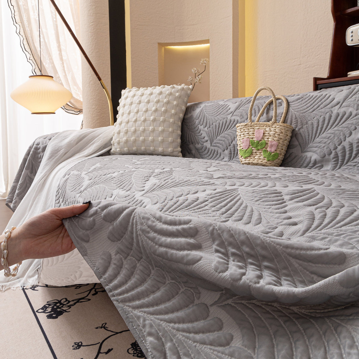 Cooling Quilted Non-Slip Furniture Protector for Pets & Kids, Washable Sofa Slipcover