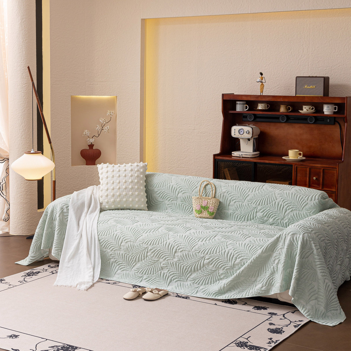 Cooling Quilted Non-Slip Furniture Protector for Pets & Kids, Washable Sofa Slipcover