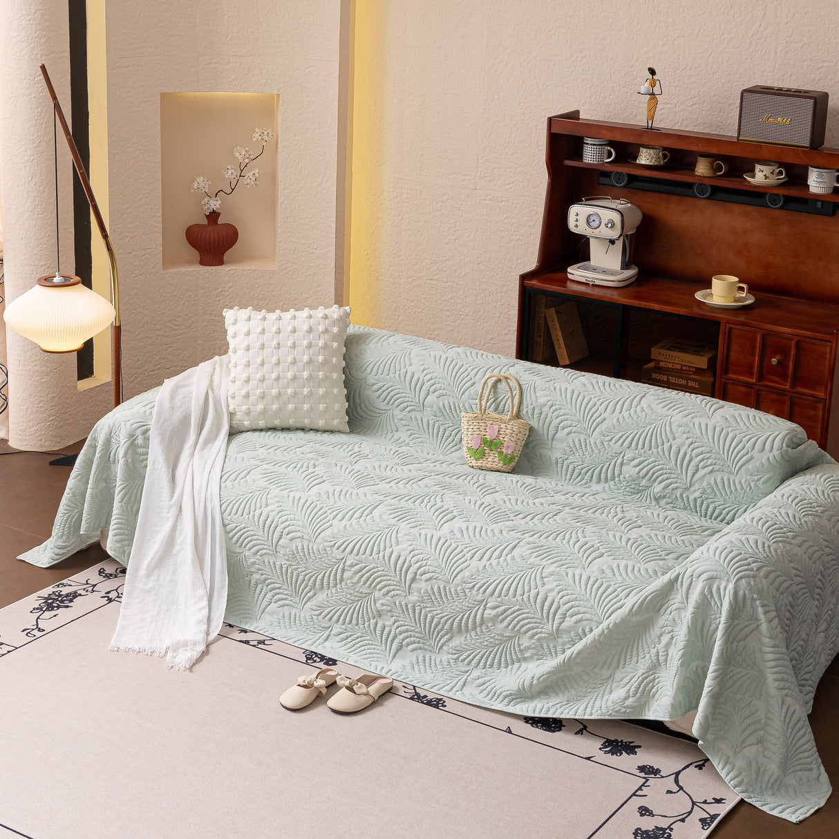 Cooling Quilted Non-Slip Furniture Protector for Pets & Kids, Washable Sofa Slipcover