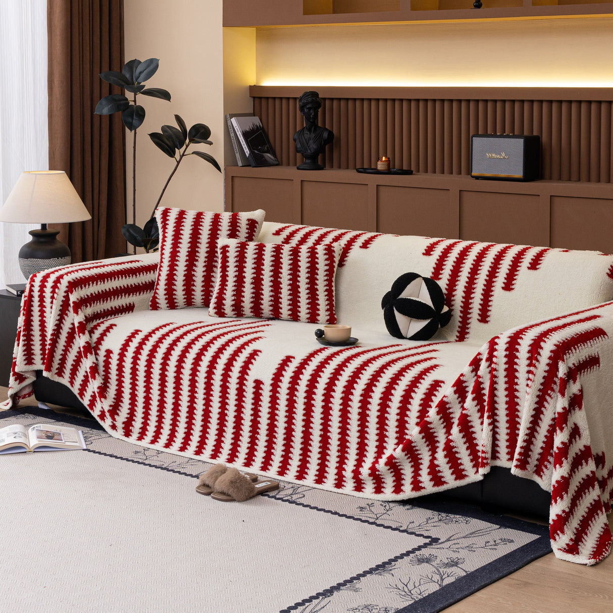 Jacquard Fleece Throw Blanket for Couch Plush Fuzzy Cozy Soft Blankets and Throws for Sofa