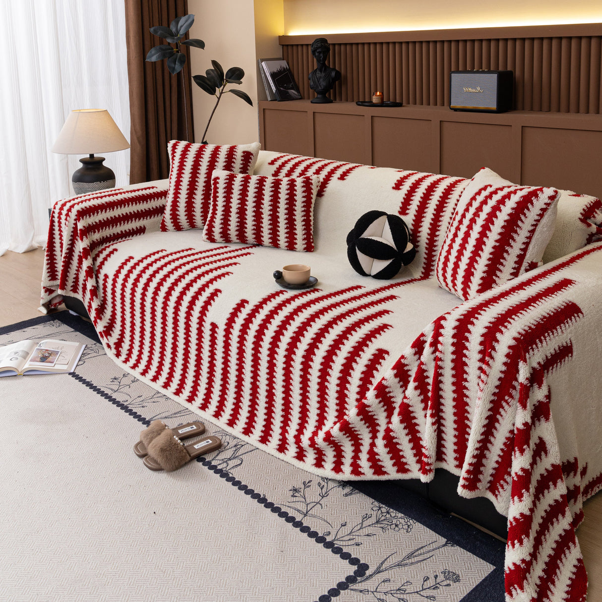 Jacquard Fleece Throw Blanket for Couch Plush Fuzzy Cozy Soft Blankets and Throws for Sofa