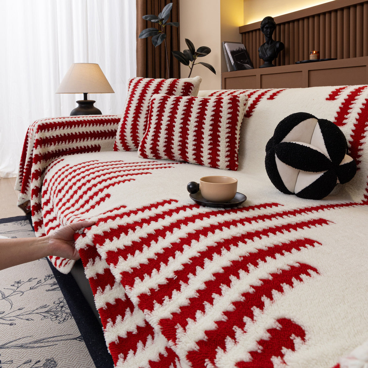 Jacquard Fleece Throw Blanket for Couch Plush Fuzzy Cozy Soft Blankets and Throws for Sofa