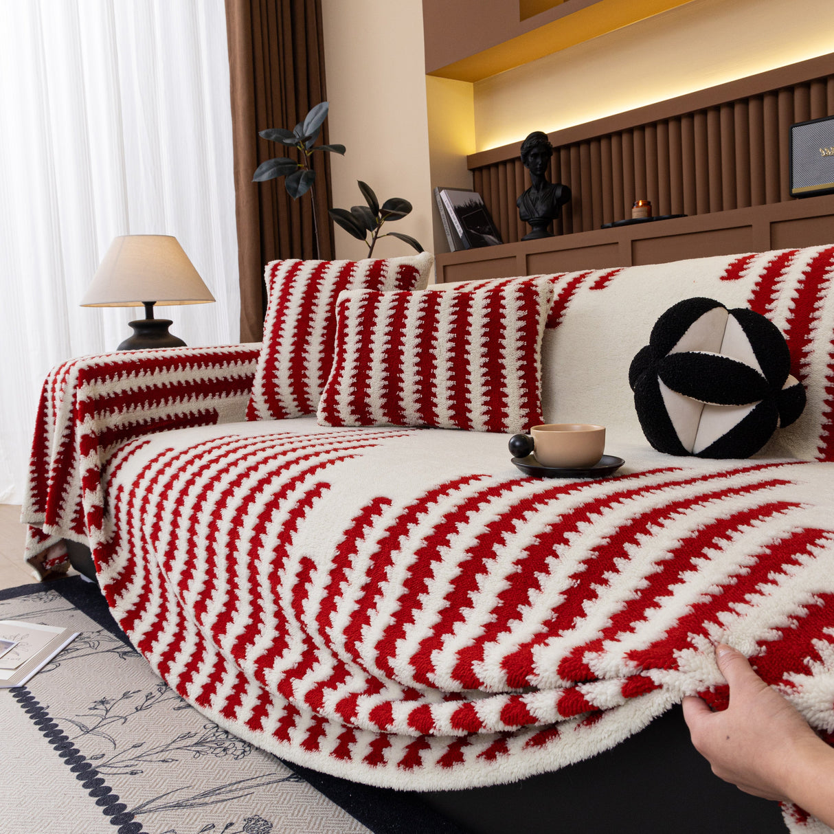 Jacquard Fleece Throw Blanket for Couch Plush Fuzzy Cozy Soft Blankets and Throws for Sofa