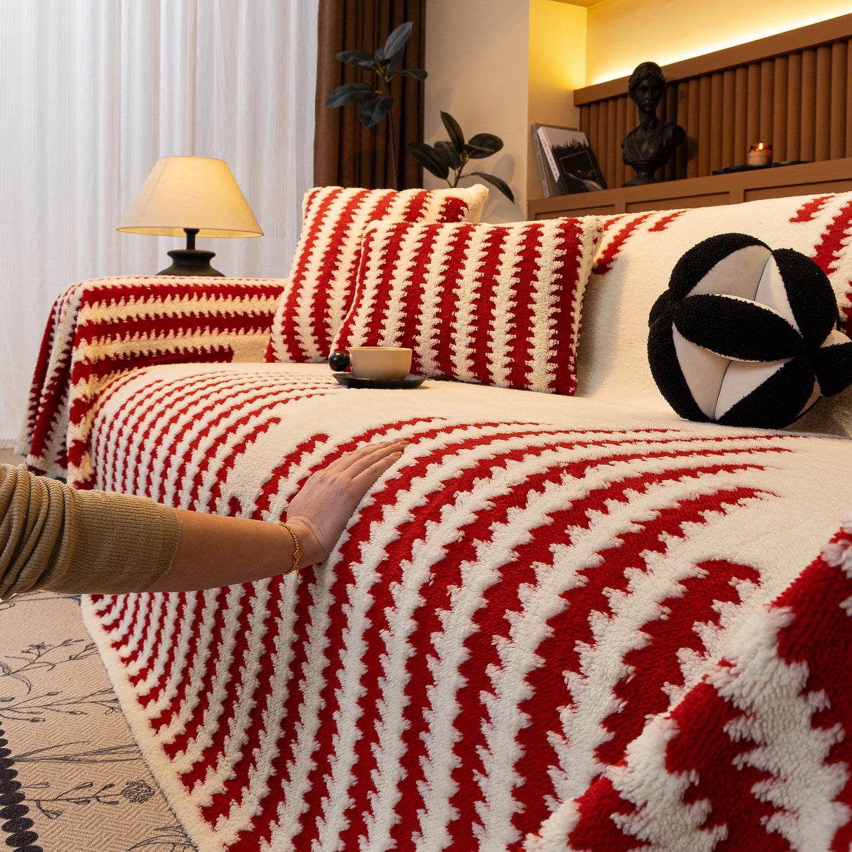 Jacquard Fleece Throw Blanket for Couch Plush Fuzzy Cozy Soft Blankets and Throws for Sofa