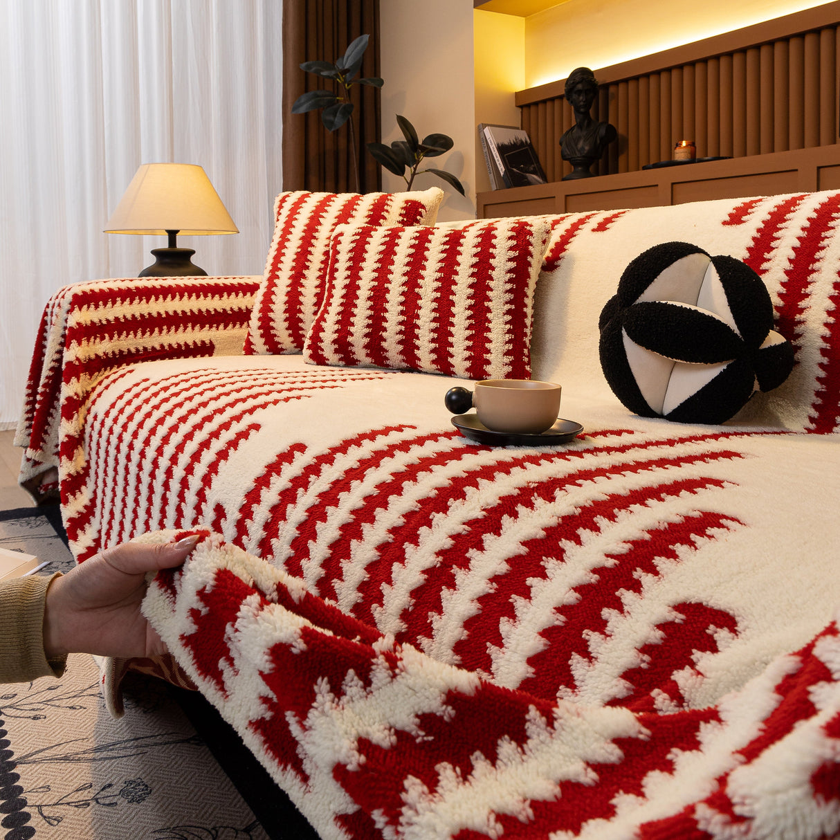 Jacquard Fleece Throw Blanket for Couch Plush Fuzzy Cozy Soft Blankets and Throws for Sofa