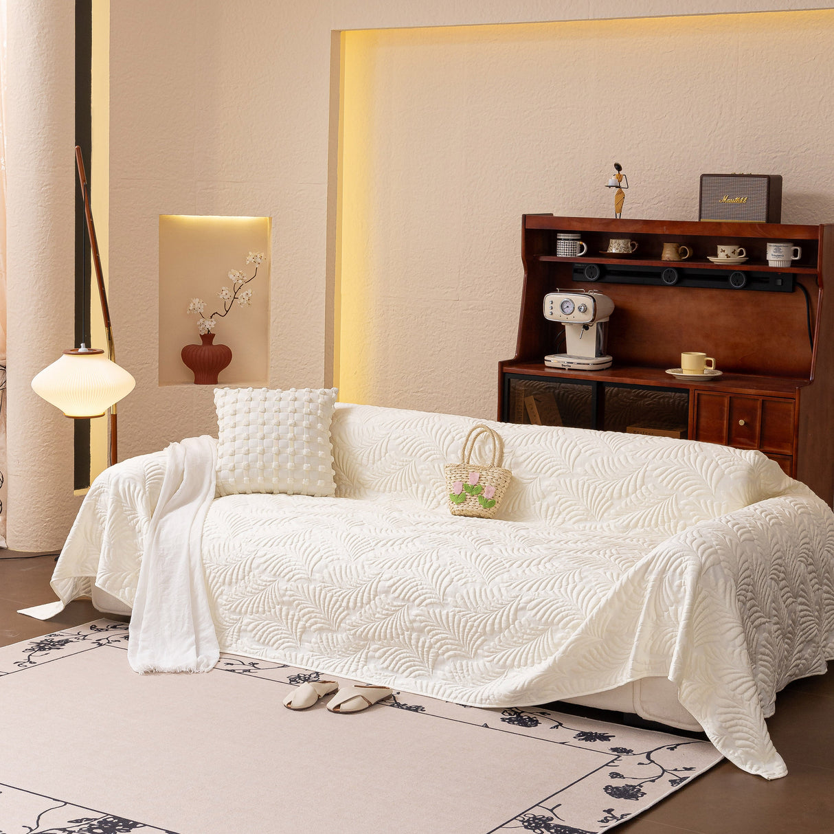 Cooling Quilted Non-Slip Furniture Protector for Pets & Kids, Washable Sofa Slipcover