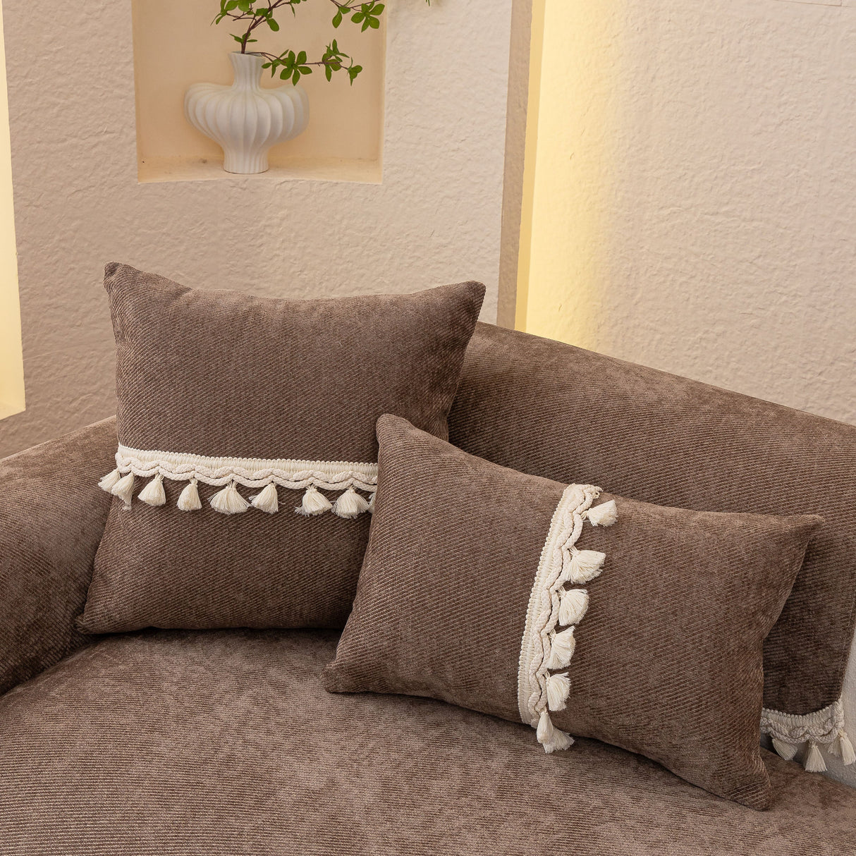 Chenille Sofa Cover Towel – Non-Slip, Washable Pets Couch Protector with Tassels