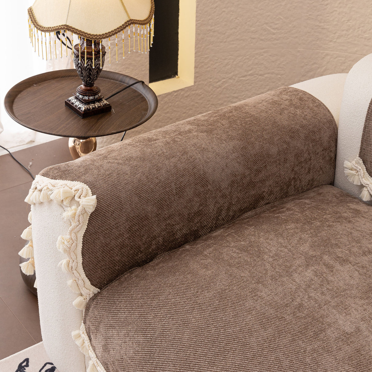 Chenille Sofa Cover Towel – Non-Slip, Washable Pets Couch Protector with Tassels