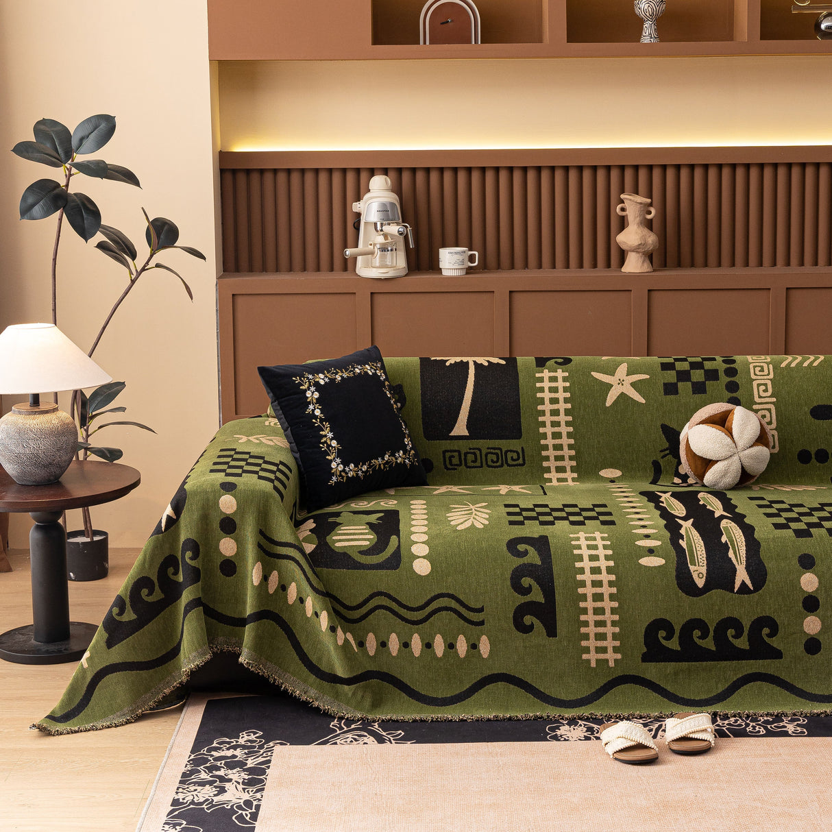 Boho Chic Woven Throw Blanket for Couch, Washable Couch Cover for Pets, Dogs, Cats