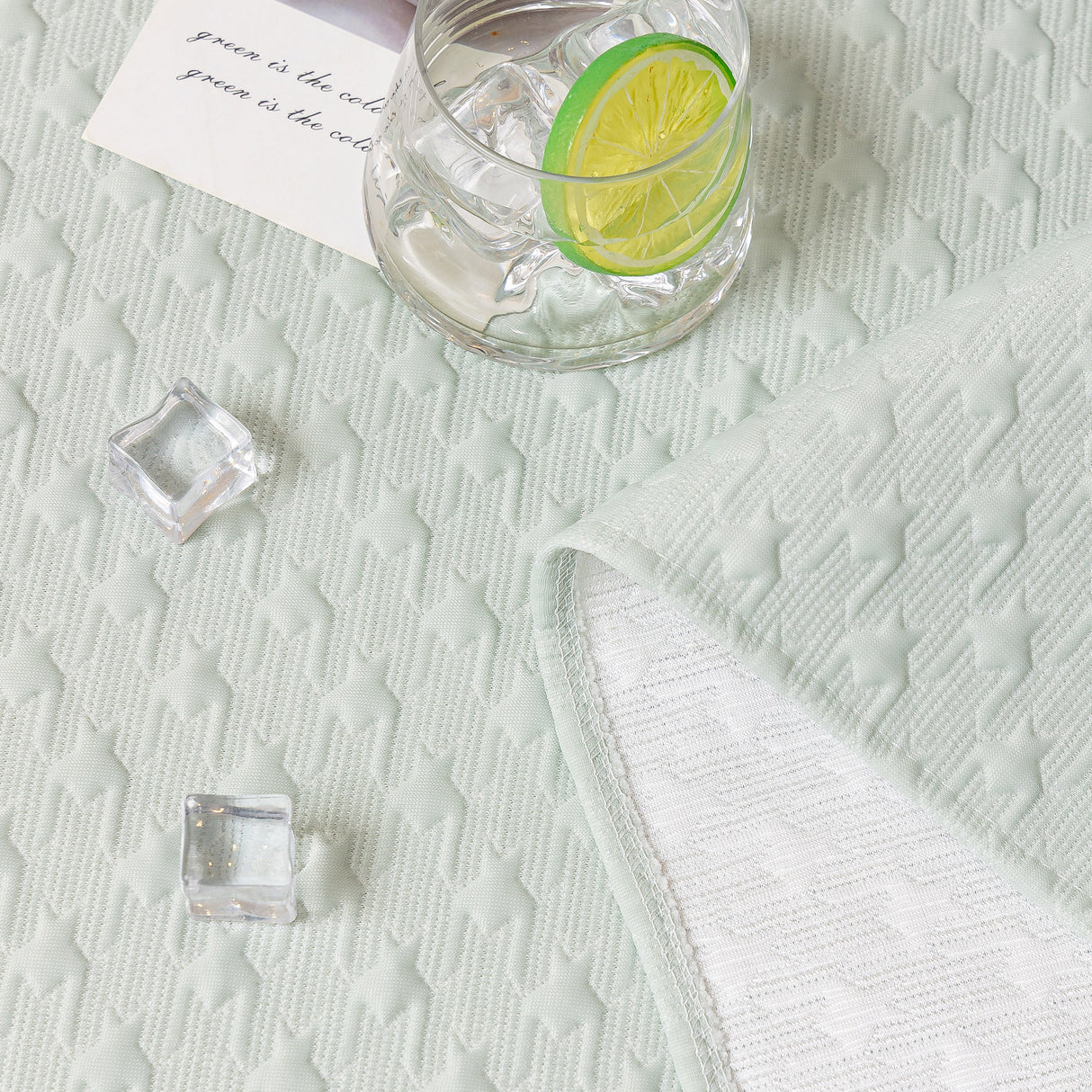 Jacquard Ice Silk Sofa Throw Cover with Gold Trim, Summer Cooling Couch Slipcover