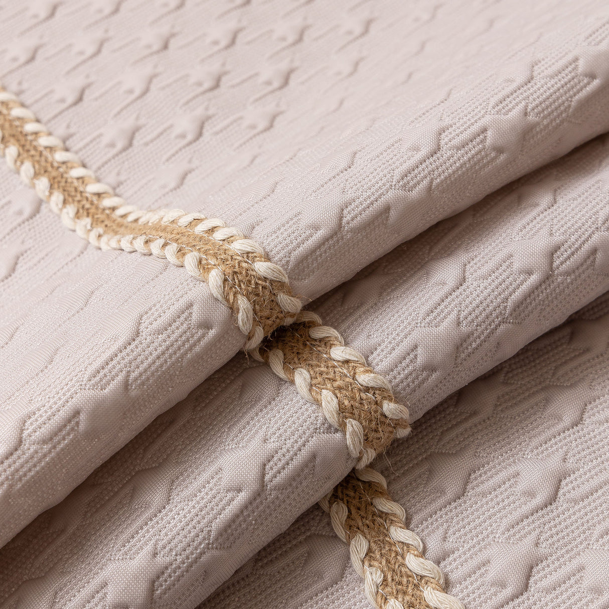 Jacquard Ice Silk Sofa Throw Cover with Gold Trim, Summer Cooling Couch Slipcover