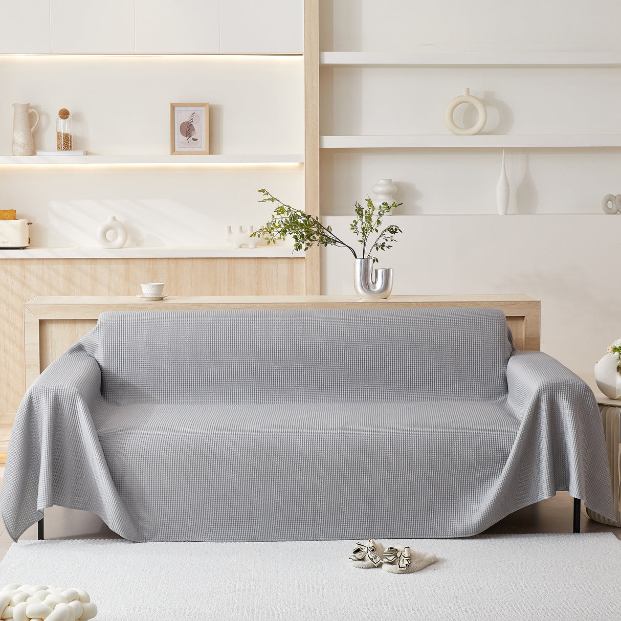 Cooling Comfy Throw Sofa Cover, Textured & Breathable, Multi-Use Decorative Couch Covers for Summer