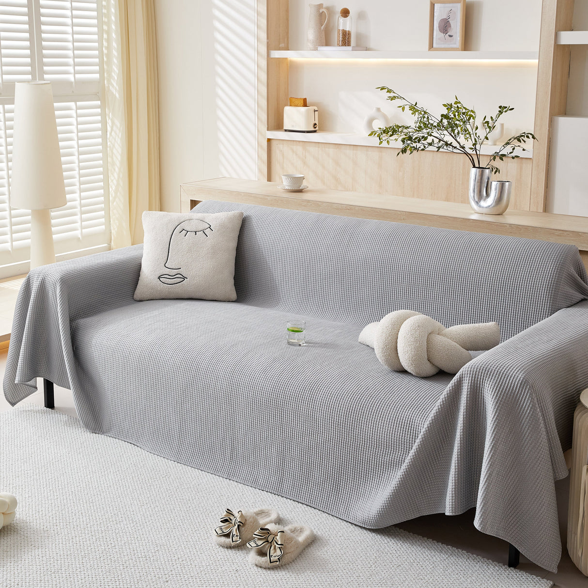 Cooling Comfy Throw Sofa Cover, Textured & Breathable, Multi-Use Decorative Couch Covers for Summer