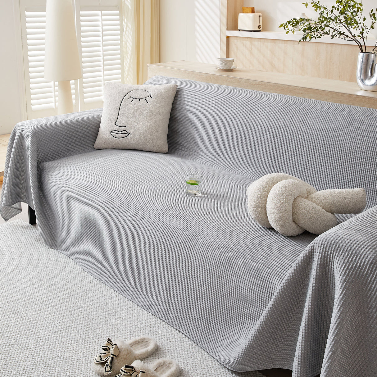 Cooling Comfy Throw Sofa Cover, Textured & Breathable, Multi-Use Decorative Couch Covers for Summer