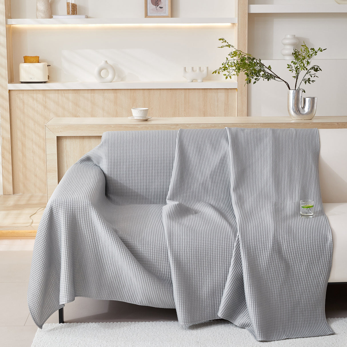 Cooling Comfy Throw Sofa Cover, Textured & Breathable, Multi-Use Decorative Couch Covers for Summer
