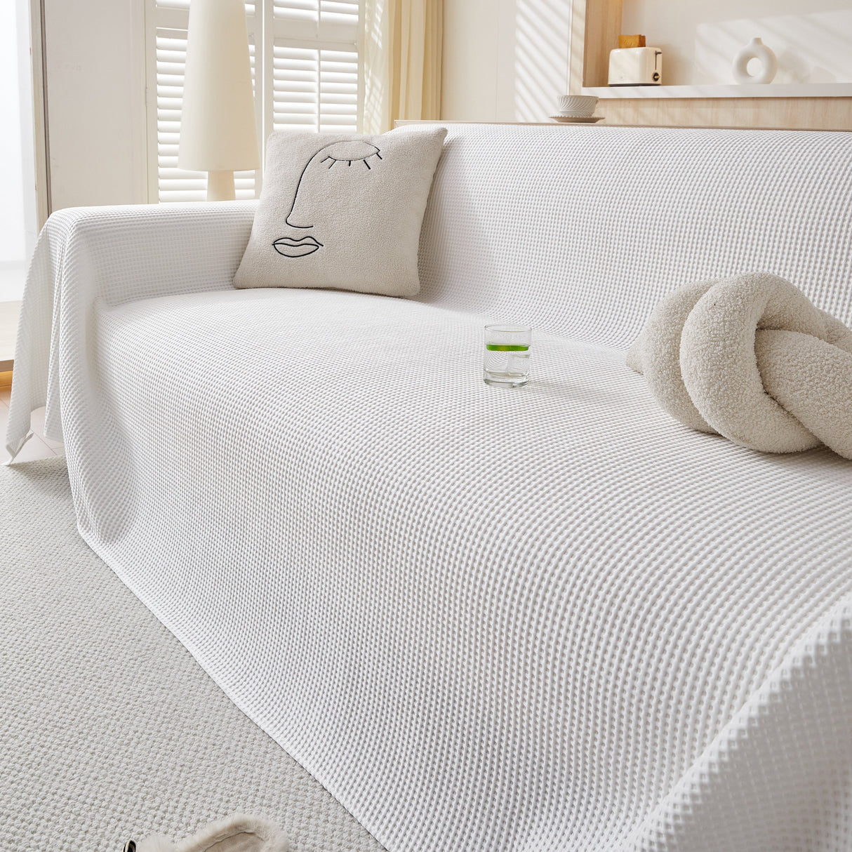 Cooling Comfy Throw Sofa Cover, Textured & Breathable, Multi-Use Decorative Couch Covers for Summer