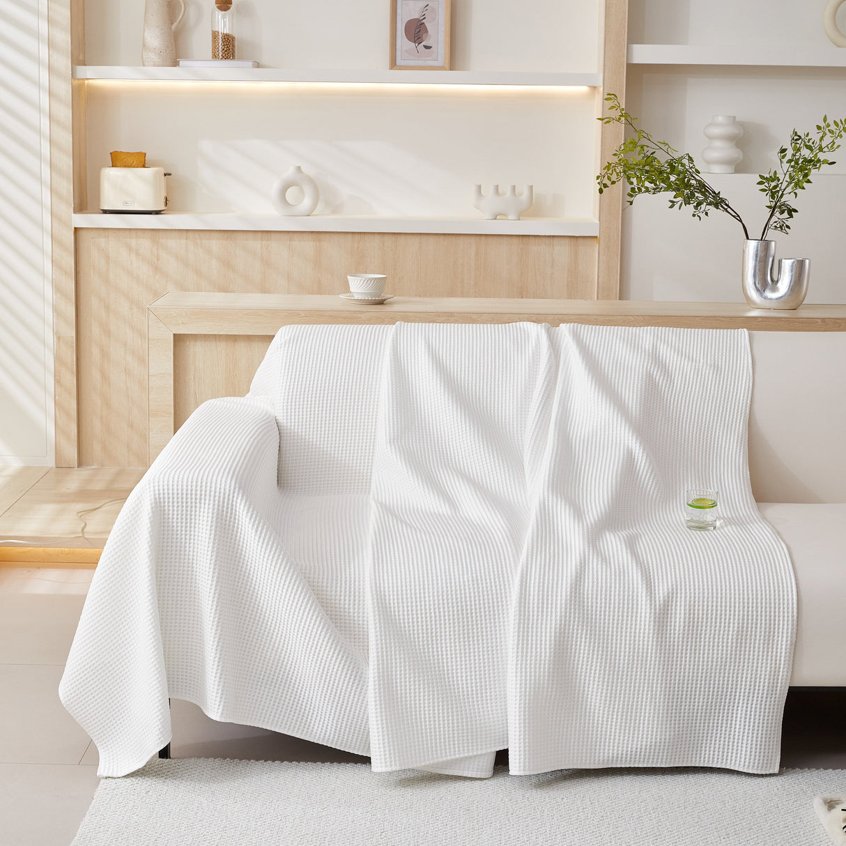 Cooling Comfy Throw Sofa Cover, Textured & Breathable, Multi-Use Decorative Couch Covers for Summer