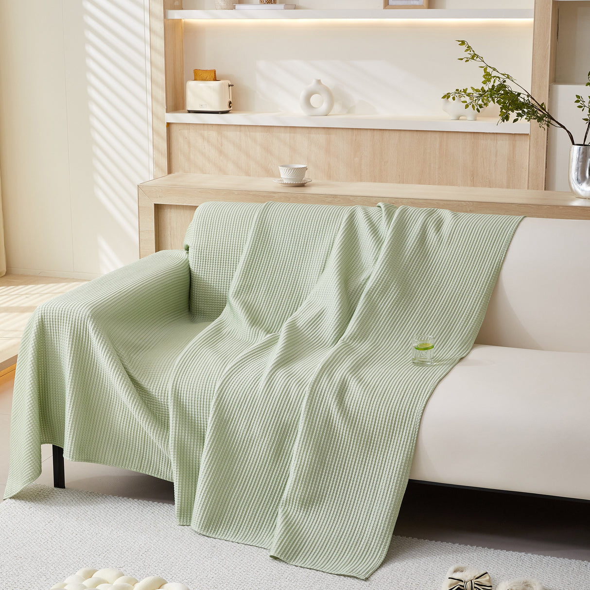 Cooling Comfy Throw Sofa Cover, Textured & Breathable, Multi-Use Decorative Couch Covers for Summer