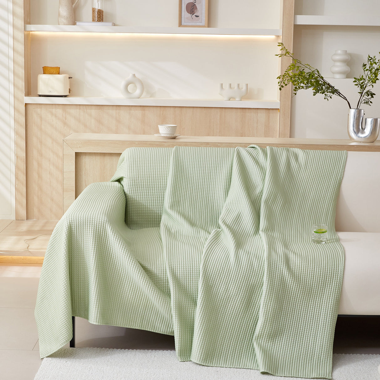 Cooling Comfy Throw Sofa Cover, Textured & Breathable, Multi-Use Decorative Couch Covers for Summer