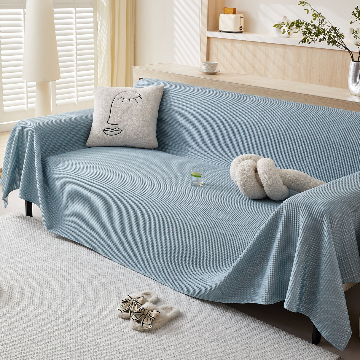 Cooling Comfy Throw Sofa Cover, Textured & Breathable, Multi-Use Decorative Couch Covers for Summer