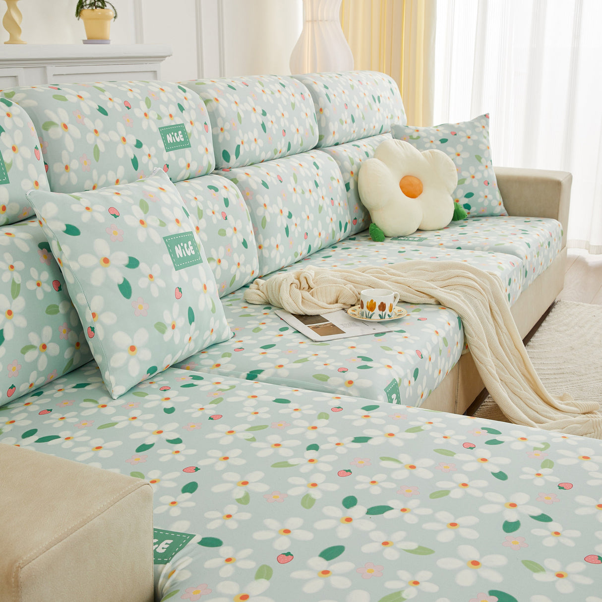 Stretch Individual Cushion Slipcovers, Furniture Protector with Elastic Bottom, Couch Cover Replacement