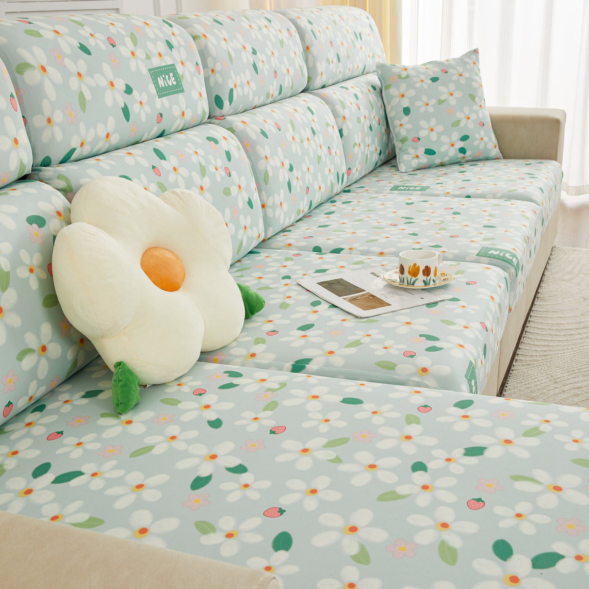 Stretch Individual Cushion Slipcovers, Furniture Protector with Elastic Bottom, Couch Cover Replacement