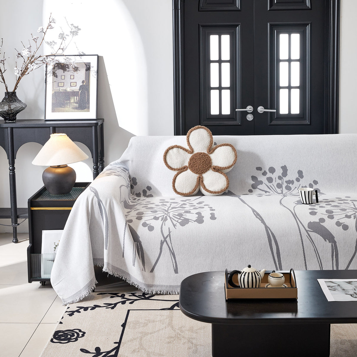 Dandelion Blanket Throw for Sofas Chenille Furniture Couch Cover, Couch Cushion Cover for Kids, Pets