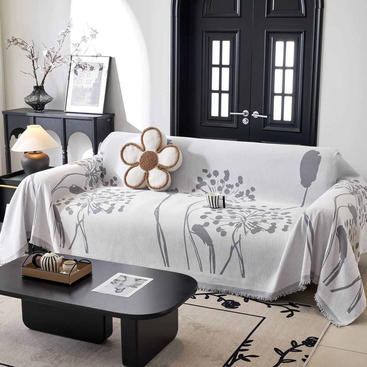 Dandelion Blanket Throw for Sofas Chenille Furniture Couch Cover, Couch Cushion Cover for Kids, Pets