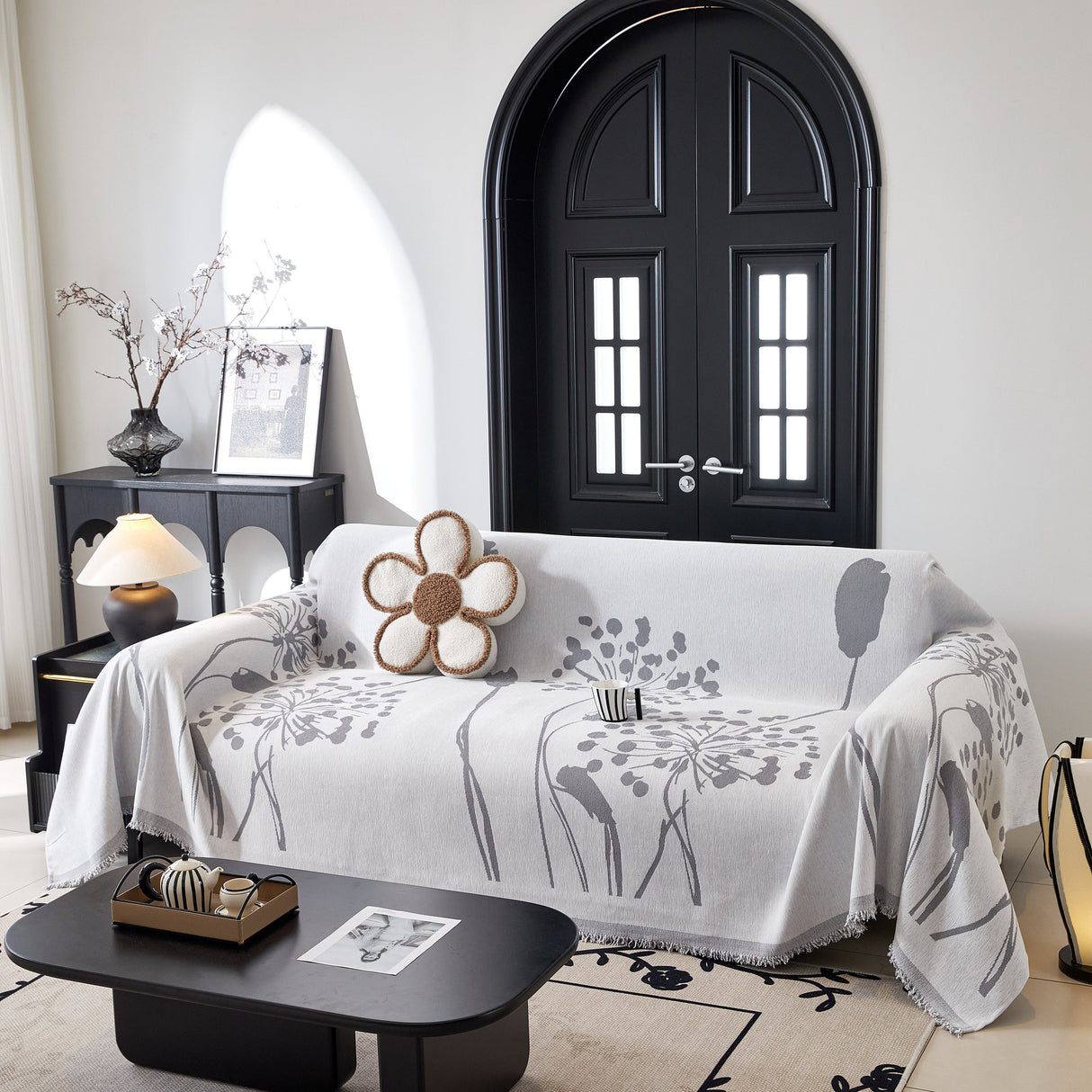 Dandelion Blanket Throw for Sofas Chenille Furniture Couch Cover, Couch Cushion Cover for Kids, Pets