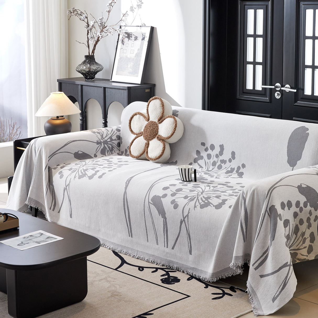 Dandelion Blanket Throw for Sofas Chenille Furniture Couch Cover, Couch Cushion Cover for Kids, Pets