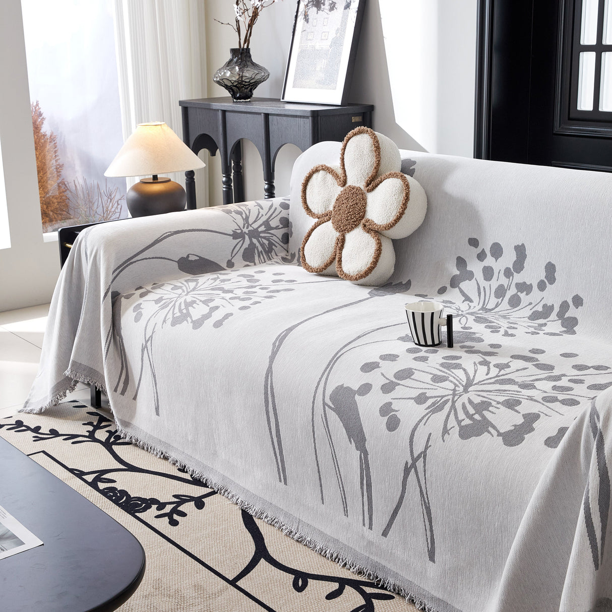 Dandelion Blanket Throw for Sofas Chenille Furniture Couch Cover, Couch Cushion Cover for Kids, Pets