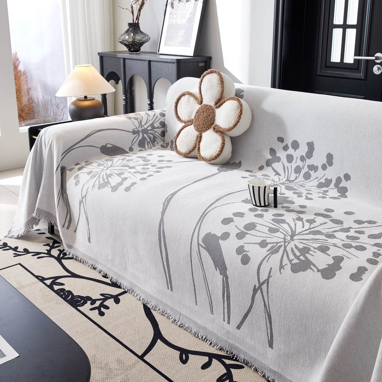 Dandelion Blanket Throw for Sofas Chenille Furniture Couch Cover, Couch Cushion Cover for Kids, Pets