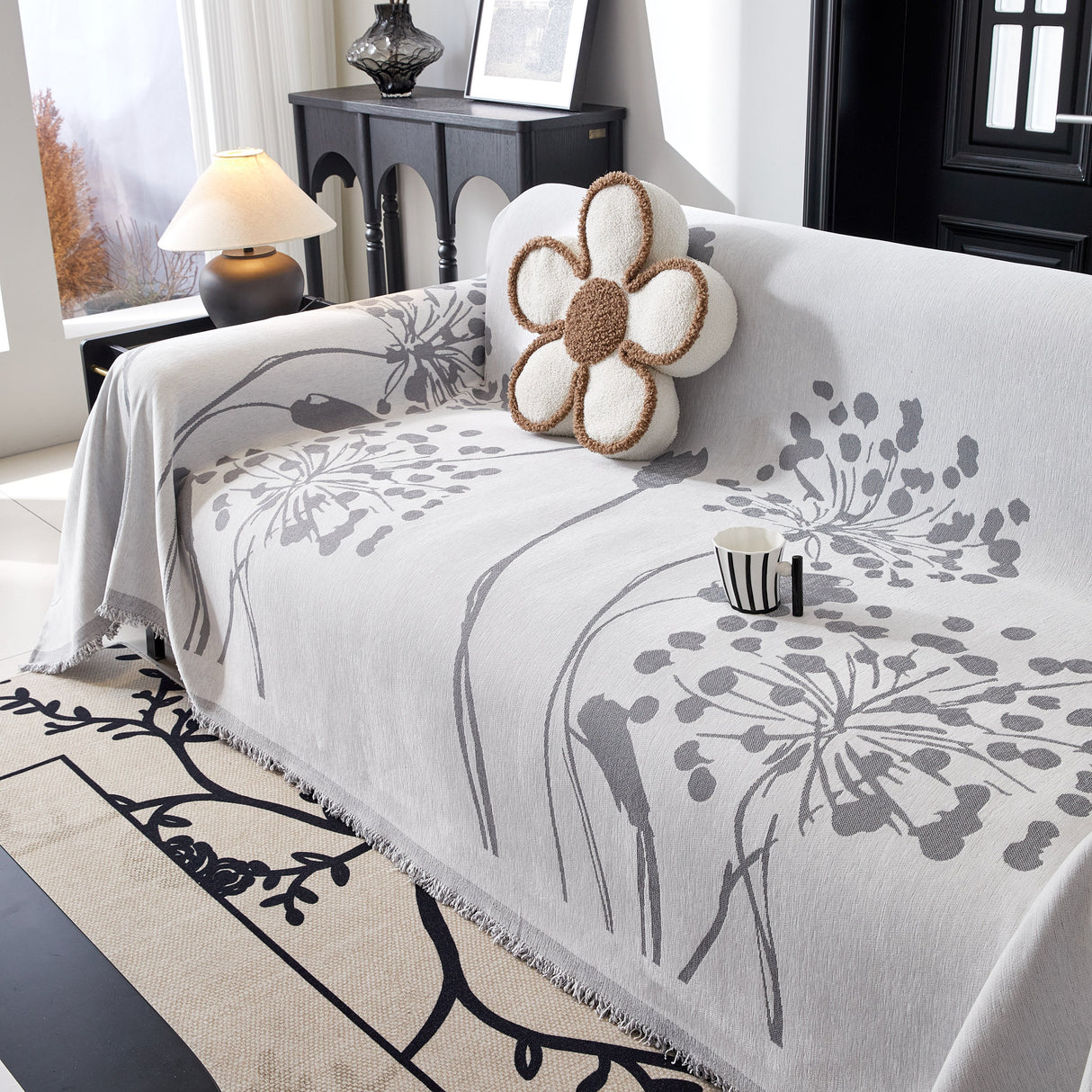 Dandelion Blanket Throw for Sofas Chenille Furniture Couch Cover, Couch Cushion Cover for Kids, Pets