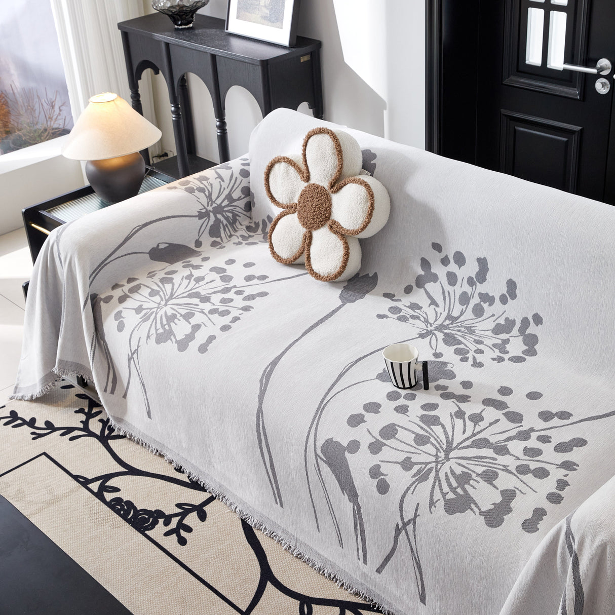 Dandelion Blanket Throw for Sofas Chenille Furniture Couch Cover, Couch Cushion Cover for Kids, Pets