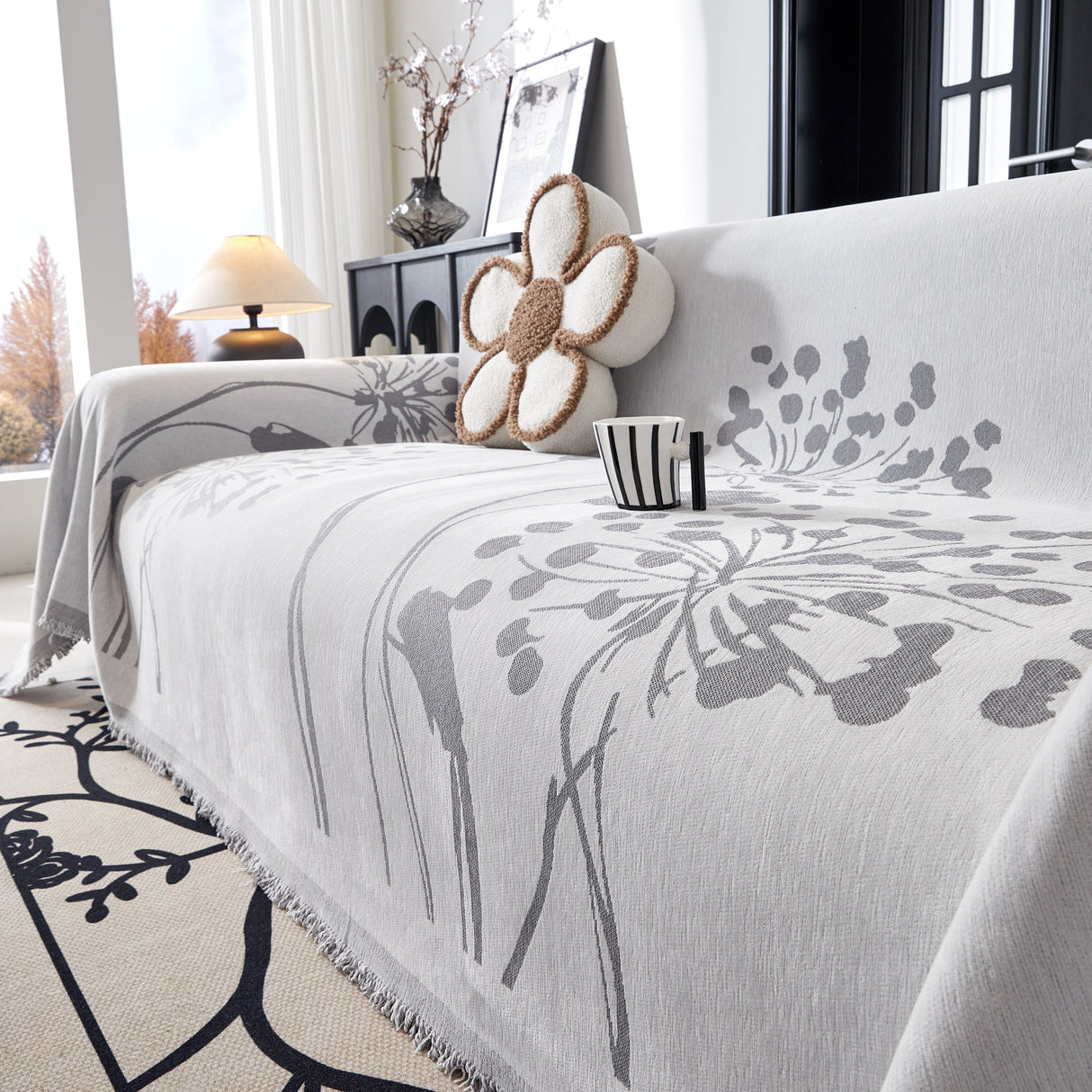 Dandelion Blanket Throw for Sofas Chenille Furniture Couch Cover, Couch Cushion Cover for Kids, Pets